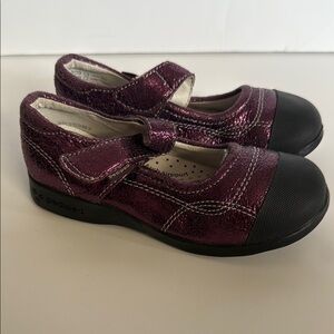 Pediped flex Purple sparkle Mary Jane Dress Shoes with Velcro Strap sz 29 EUC